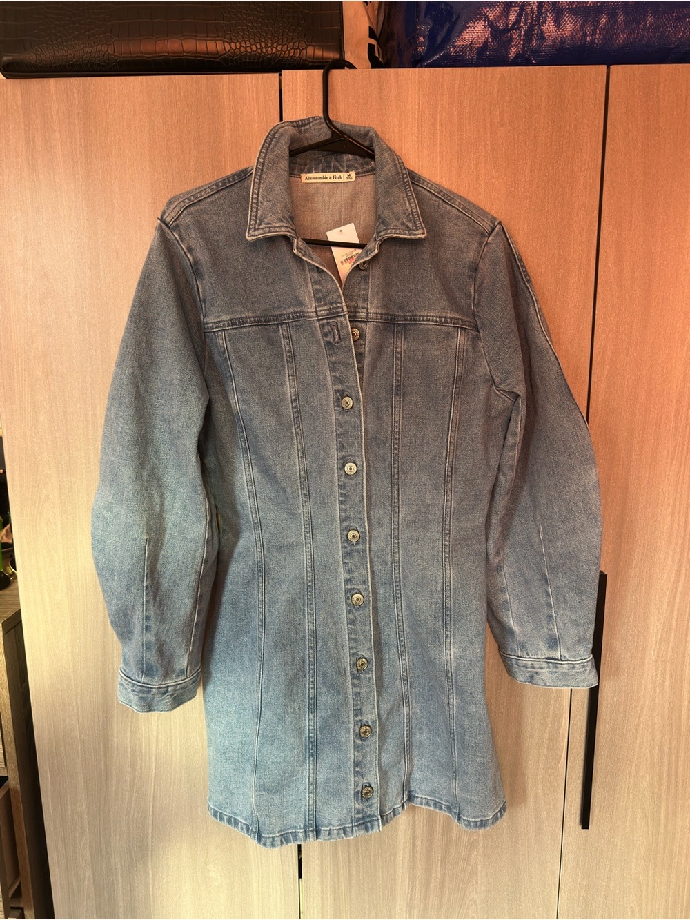 Women's Light Blue Denim Button-Front Mini Dress